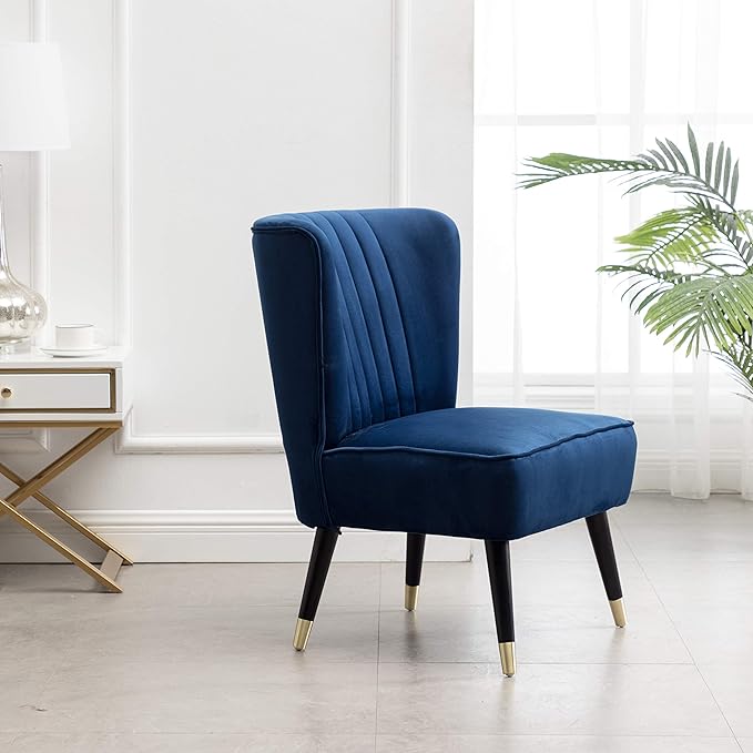 Elon Contemporary Velvet Upholstered Accent Chair Blue