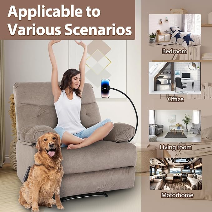 Manual Oversized Recliner Chair for Heavy Duty Adults 400lbs Extra Wide Recliner with Phone Holder Big Man Recliners for Living Room Bedroom Nursery RV Brown