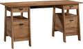 Sauder Trestle Executive Desk with Filing Home Office Desk with Storage Vintage Oak Finish