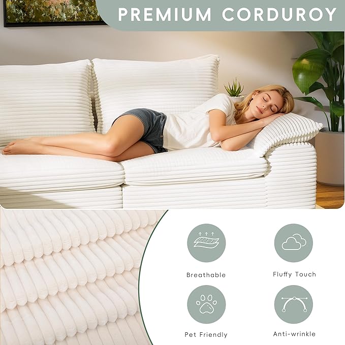 104 Cloud Sectional Couch Boneless Couches for Living Room L Shaped Couch with Ottoman Modular Sectional Sofa with Deep Seat Modern Boneless Sofa for Living Room No Assembly (Beige L-Shaped)