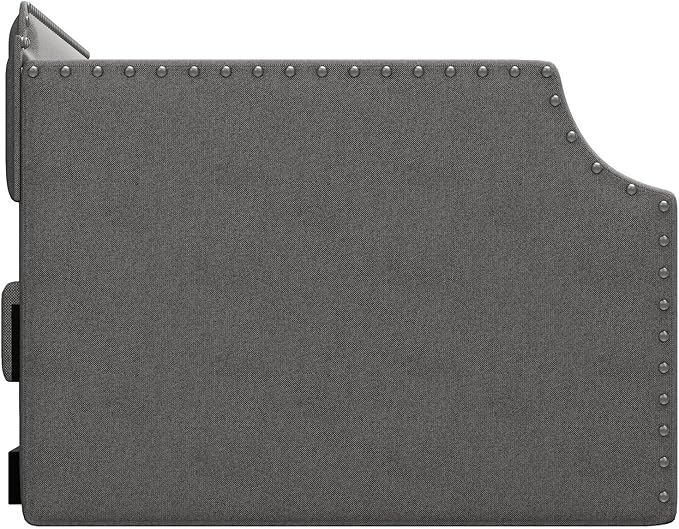 Gray Linen Upholstered Daybed with Trundle Twin Sofa Bed with Wood Slat Support French Country Style for Living Room or Guest Room