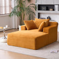 62 Chaise Lounge Chair Boneless Corduroy Sleep Sofa Bed with Three Soft Pillows Convertible Oversized Recliner Chair for Living Room Small Spaces Yellow