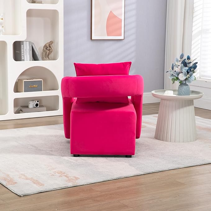 House Hold Accent Chair with Ottoman Mid Century Modern Barrel Chair Upholstered Club Tub Round Arms Chair for Living Room