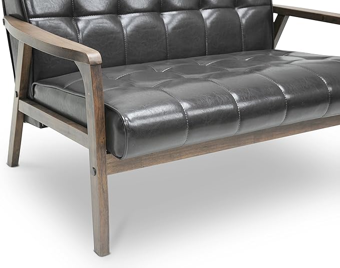 Baxton Studio Mid-Century Masterpieces Love Seat Brown
