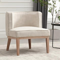 Accent Barrel Chair Linen Accent Chair Upholstered Modern Single Sofa Side Chair with Wood Legs Comfy Barrel Club Chair for Bedroom Reading Room Beige