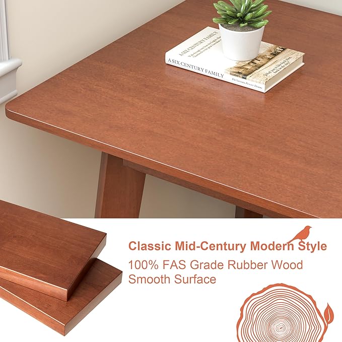 Solid Wood Desk with Large Desktop - 70.9 Mid Century Modern Executive Desks Farmhouse Home Office Computer Desks for Two People Writing Study Table | 2 Person Desk for Any Room-Walnut