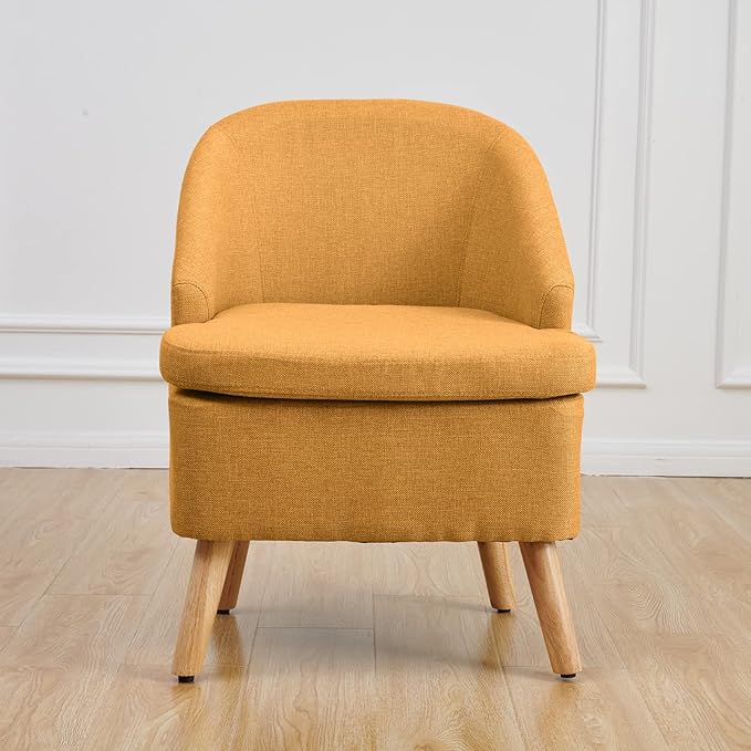 Accent Upholstered Club Cute Dirty Yellow Tub Chairs with Barrel Style Comfortable Round Side Sofa Chair Sitting Sofa Chair for Living Room Bedroom Small Spaces