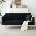 71 Convertible Folding Sleeper Sofa CouchModern Velvet Loveseat Sleeper with 2 Pillows Futon Sofa Bed with Mattress and Frame for Living RoomBedroomSmall Space (Black)