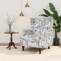 Wingback Chair High Back Floral Accent Chair in Fabric Comfy Upholstered Armchair with Nailhead Trim for Living Room Single Sofa Reading Chair for Small Spaces Bedroom-Rococo Black