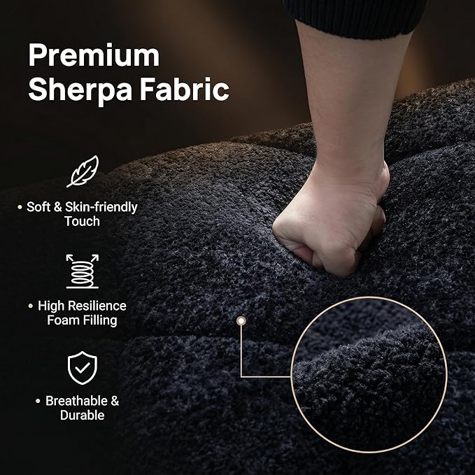 Boneless Sectional Couch L Shaped-108 Inch Black Sherpa Cloud Sectional Sofa for Living Room Modern Couch with Chaise-Deep Seat Floor Couch in a Box-No Assembly | No Assembly Needed 28.7 Deep Seat