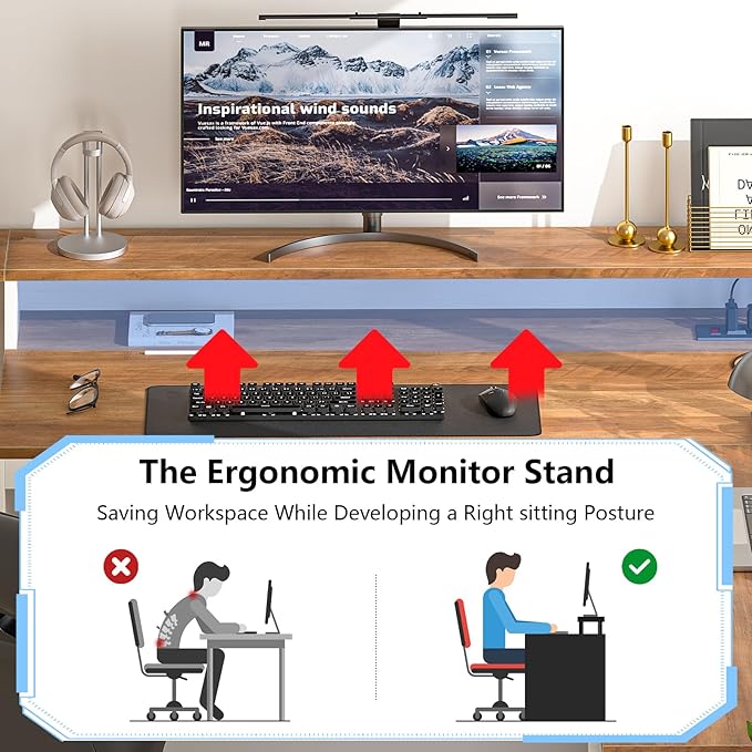 63 Farmhouse L Shaped Executive Desk with Drawers &amp Storage Shelf Corner Computer Desk with Power Outlets L Shaped Office Desk with Monitor Stand Printer Shelf Antique White
