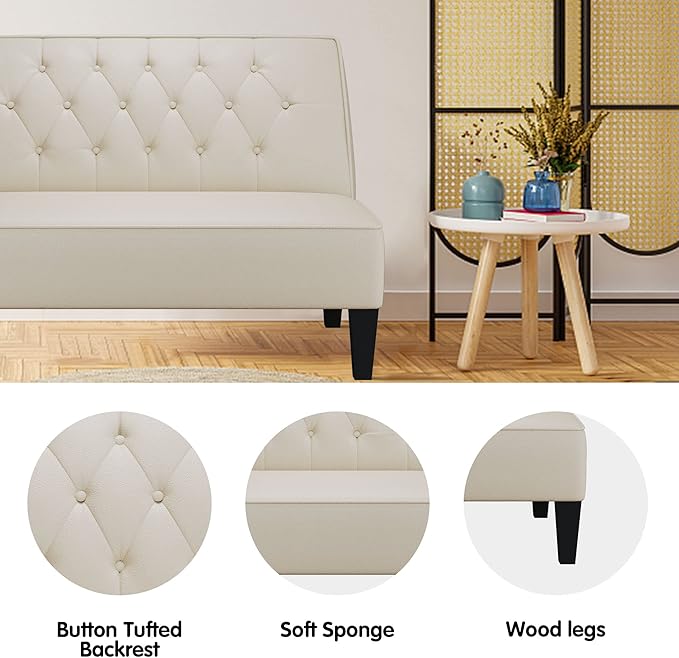annjoe Button Tufted Loveseat Settee Upholstered Sofa Backrest Buckle Couch Banquette Bench for Dining Room Living Room Bedroom Funiture