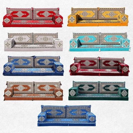 Single Arabic Floor Seating Cushions Arabic Majlis Floor Sofa Reading Nook Loveseat Sofa Single Floor Couch Ottoman Floor Pillows (Red)