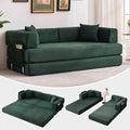 Convertible Sleeper Sofa Bed 78.8 Floor Sofa Bed 5-in-1 Folding Mattress Couch Loveseat with Fixed-Shape Frame Pillow Corduroy Fabric for Living Room Bedroom Lounge Dark Green