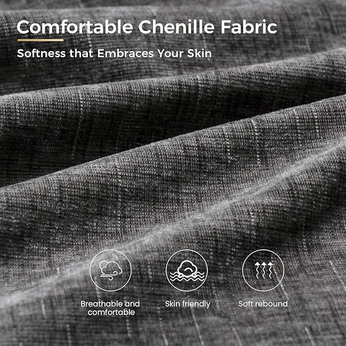 KKL 3 in 1 Convertible Sleeper Sofa Bed Pull Out Couch Bed with Adjustable Backrest Chenille Loveseat Couches with Side PocketFuton Sofa Beds Couch for Living Room Bedroom(Dark Grey)