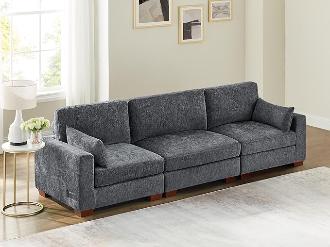 VANOMi Large Modular Sectional Sofa Oversized Couch with Charging Station Cloud Couch Deep Seat Sofa with Thick Cushion Convertible Sectional Couches for Living Room Office Apartment