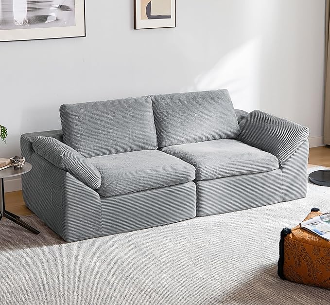 LINSY HOME 79 Modular Couch Modern Cloud Couch 2 Seater Loveseat Sofa with Double Layer Cushions Small Couch for Bedroom Apartment No Assembly Required Grey