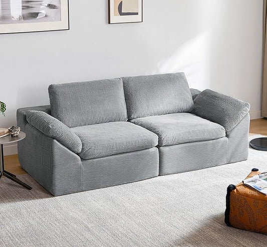 LINSY HOME 79 Modular Couch Modern Cloud Couch 2 Seater Loveseat Sofa with Double Layer Cushions Small Couch for Bedroom Apartment No Assembly Required Grey