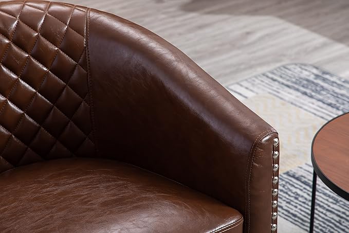 wivel Barrel Chair Living Room Chair with Nailheads and Metal Base
