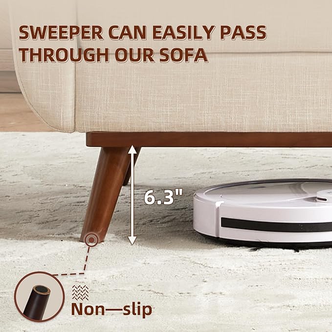 Kingfun Loveseat and Sofa Sets Mid Century Modern Linen Love Seat Couches for Living Room Button Tufted Upholstered Furniture Easy to Install Small Couch for Bedroom Office Apartment Beige