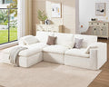 Jocisland 130 Cloud Modular Sectional Sofa No-Assembly Oversized Chenille Couch with 83.5 Extra-Deep Chaise Modern White Cloud Couch for Living Room