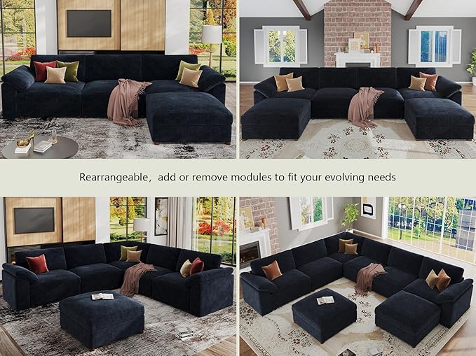 EASE MOOSE Sectional Modular SofaFSC Certified Oversized L Shape Sectional Couch Wide Deep seat Sectional SofaBlue