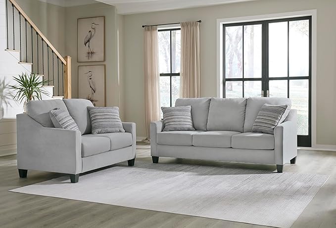 Signature Design by Ashley Adlai Casual Sofa with 2 Toss Pillows Light Gray