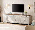 WAMPAT Farmhouse TV Stand for 100 Inch TV 3-in-1 TV Console Table for 75/85/90/100 Inch TV Entertainment Center with 3 Drawers and 6 Doors Kitchen Sideboard Buffet Cabinet Rustic White