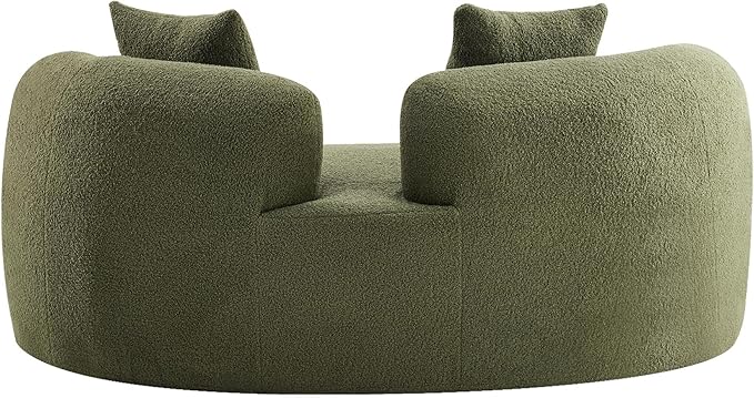 67 Curved Loveseat Sofa with 2 Pillows Boneless Curved Couch with Round Armrest Cloud Sofa for Living Room Bedroom Small Spaces Teddy Modern Compressed No Assembly (Green)