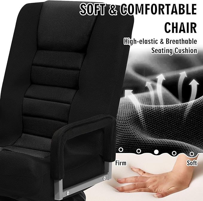 Swivel Floor Gaming Chair w/Armrests Folding Video Reclining Sofa w/6 Adjustable Position Padded Backrest &amp Cushion Lazy Lounger Couch for E-Sports Reading Relaxing Watching TV Black
