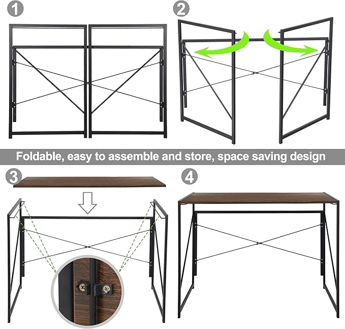 Folding Computer Desk 39 Writing Computer Desk Space Saving Sturdy Modern Simple Work Home Office Gaming Table Portable PC Corner Laptop Table