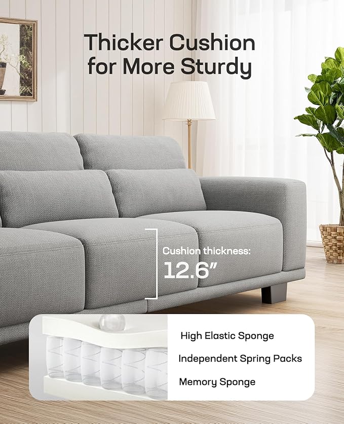 Marsail 40 Inch Single Sofa 1-Seater Modern Comfy Couch with Deep Seats Upholstered Linen Couches for Living Room Bedroom OfficeApartment Grey