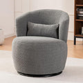 Leavader Contemporary Swivel Accent Chair - 360° Rotation White Plush Sofa Chair Modern Round Armchair with Metal Base for Nursery Living Room Lounge (Grey)
