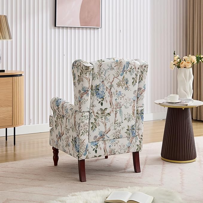 Chifee &amp Vingol Wingback Chair High Back Armchair Upholstered Living Room Chairs Comfy Single Sofa ChairBird