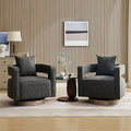Chifee &amp Vingol 29.1 PU Leather Swivel Accent Chair Mid Century Retro Barrel Chair Set of 2 with Solid Wood BaseGrey