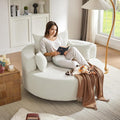 Antetek 360-Degree Swivel Accent Chair Oversized Modern Comfy Chenille Round Swivel Chaise Lounge Sofa Chair with Backrest Cushion &amp 2 Throw Pillows for Living Room Bedroom Office Beige