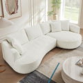 KEVINSPACE 122.04 Curved Sofa Modern Curved Couch Living Room Modular Sectional Sofa Set 4 Seat Sofa Mid Century Upholstered Couch Corduroy Fabric Sofa for Bedroom Apartment Right Hand Facing White