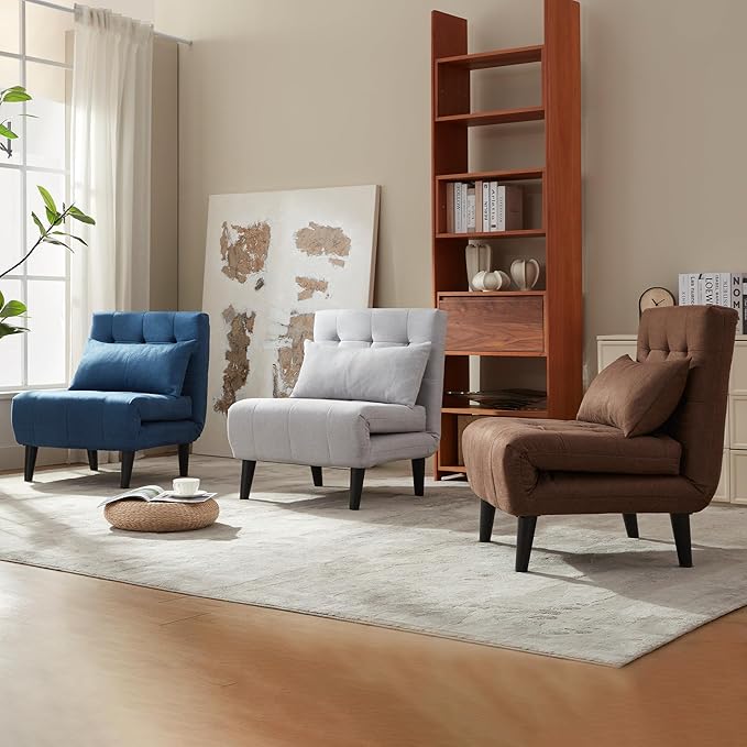 Convertible Chair Bed with 7-in-1 Linen Fabric Couch Bed Ideal for Compact Living Rooms Apartments Guest Rooms or Offices Navy Blue