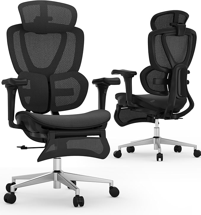 FLEXISPOT Sentinel Ergonomic Office Chair with Dual-Wing Adaptive Lumbar 3D Armrests 3-Position Recline up to 120° Height-Adjustable Backrest Premium Mesh Computer Desk Chair for Home &amp Office