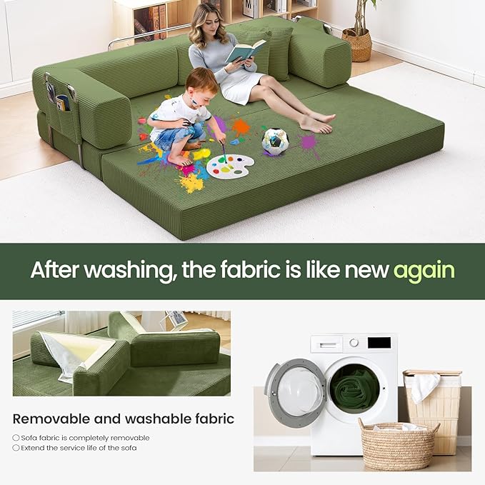 multi-functionalcorduroy sofa bed crafted from corduroy fabric is ideal for apartments and living rooms. sleeper sofa couch folding futon or foldable floor convertible floor studio (green 80.15) |