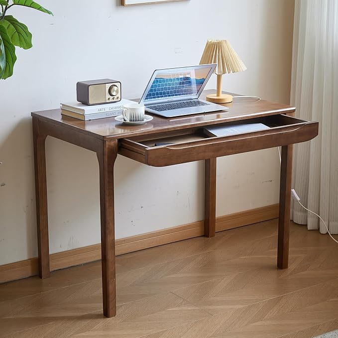 Widen Solid Wood Desk with Drawers39X24 Wood Writing Desk for Small SpaceStudent Computer PC DesksHome Desks for WorkGaming Study Desk for Bedroom Escritorios Desk Table (Walnut 39“)