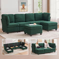 U Shaped Modular Sectional Sofa Couch with Storage Ottoman 6 Seat Convertible Upholstered Deep Seat Sofa with Chaise Lounge Comfy Cloud Couch for Living Room Emerald Green