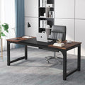 Tribesigns 70.8”Executive Desk Large Office Computer Desk with Thicken Frame Modern Simple Workstation Business Furniture for Home Office Rustic Brown/Black
