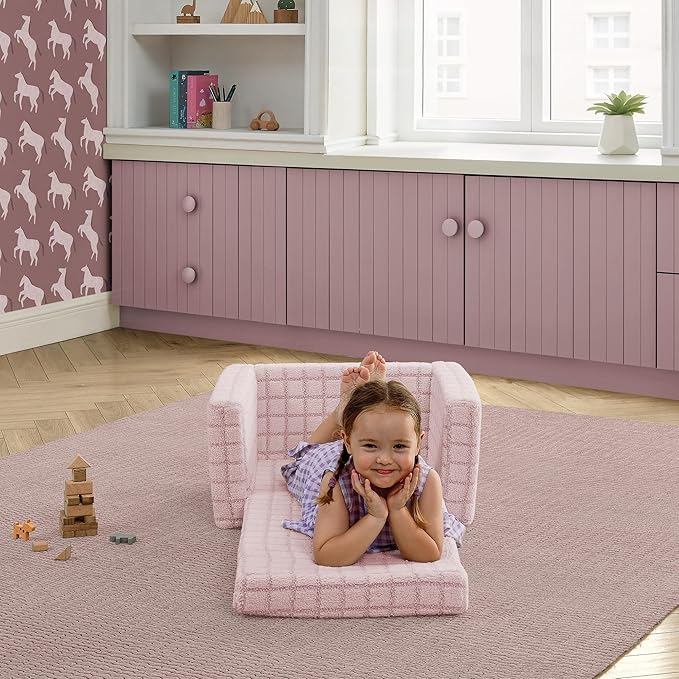 Delta Children Checkered Cozee Flip-Out Chair Pink