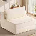 Convertible Sofa Bed Fold Out Loveseat Sleeper Sofa Chair with Pillow Folding Sofa Bed with Back Support Portable Chair Bed Comfy Floor Lounge Sofa for Living Room Bedroom Guest Room Beige