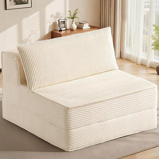 Convertible Sofa Bed Fold Out Loveseat Sleeper Sofa Chair with Pillow Folding Sofa Bed with Back Support Portable Chair Bed Comfy Floor Lounge Sofa for Living Room Bedroom Guest Room Beige