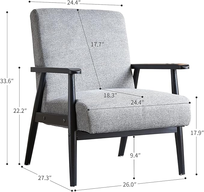 Mid-Century Retro Modern Style Leisure Chairs Retro Fabric Armchair Solid Wood armrestshigh-Value Living Room Chairs Suitable for RestaurantsStudiesbedroomsStudios