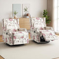 Swivel Rocker Recliner Chair Manual Nursery Glider Recliner Floral Fabric Wingback Accent Chair with Adjustable Backrest &amp Footrest for Small Spaces Living Room Bedroom (Plants Floral Set of 2)