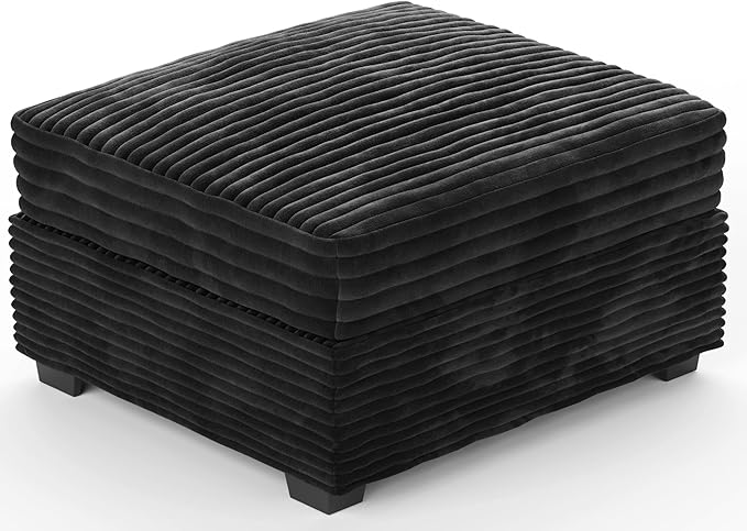 Modular Sectional Couch Mix and Match Pieces for Living Room Comfy Cloud Couches with Movable Ottoman DIY Combination Plush Corduroy Black