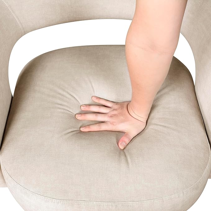 Lexicon 360 Degree Swivel Accent Chair Modern Comfy Velvet Round Barrel Chair Open Back Plush Foam Cushions Metal Swivel Base for Living Room/Bedroom/Office Taupe